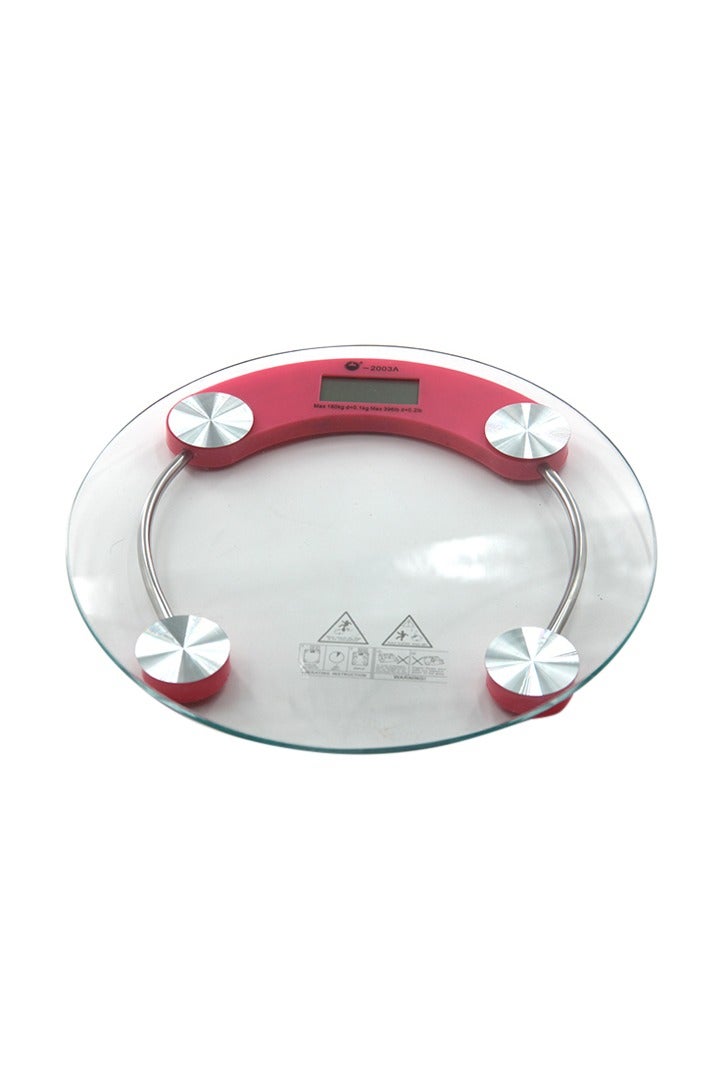 Digital Bathroom Scales LED Digital Body Scale High Accuracy Weight Scale for Body Weight Health Keep Bathroom Scale Round Transparent Scale(Pink) - Image 1