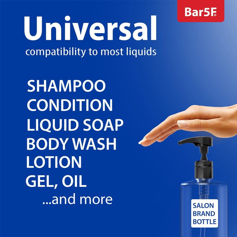 Bar5F Liter 33.8 oz Shampoo Conditioner Pumps Fits Salon Brand Bottles, 2-Pack Pump Top Dispenser Compatible with 1-inch Neck Diameter Bottles (Black) - Image 4