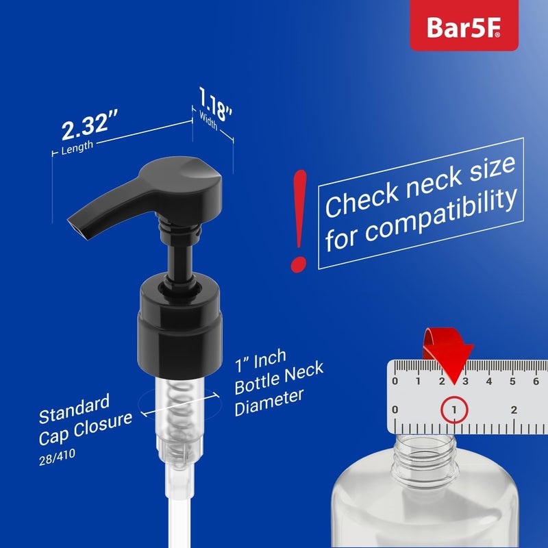 Bar5F Liter 33.8 oz Shampoo Conditioner Pumps Fits Salon Brand Bottles, 2-Pack Pump Top Dispenser Compatible with 1-inch Neck Diameter Bottles (Black) - Image 5