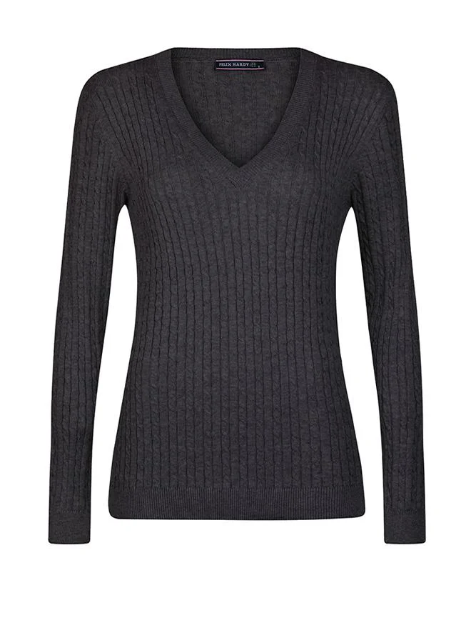 فيليكس هاردي V-Neck Cable Knit Pullover