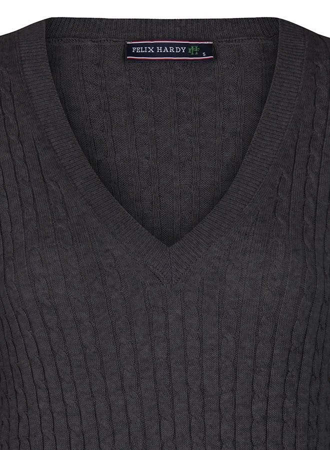 فيليكس هاردي V-Neck Cable Knit Pullover