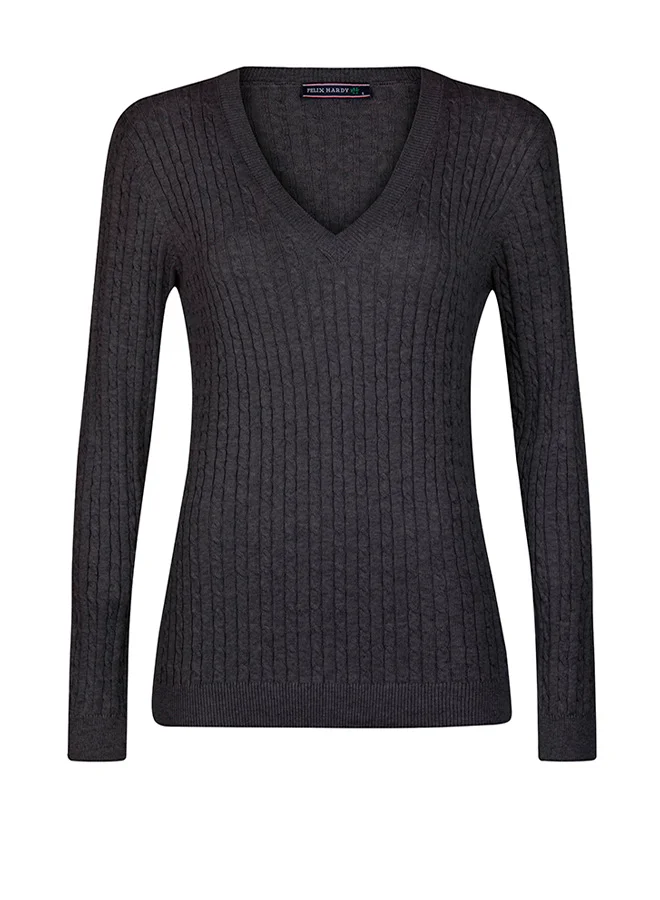 فيليكس هاردي V-Neck Cable Knit Pullover