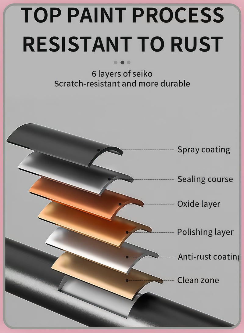 40CM Towel Hanger, Foldable, Wall-mounted, Includes 2 Towel Hooks, Towel Bar Attachment,Towel Rack with Hooks Foldable Towel Rack Bathroom Towel Storage Wall Mounted Organiser,No Holes, Hole Mounting, For Bathrooms, Washrooms, Kitchens, Space-saving Luminiums, Bathrooms, Washbasins(Black) - Image 4