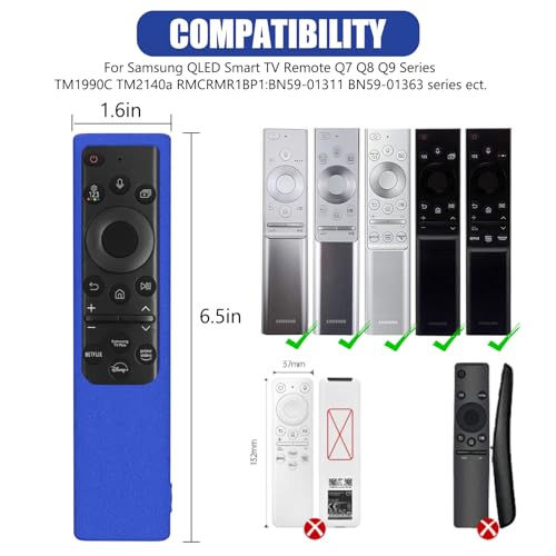 BE Beautiful Earth 2 Pack Silicone Remote Cover for Samsung Smart TV Remote 2019–2026, Non-Glow Protective Case for Solar Cell Remote BN59-01357 BN59-01385 BN59-01265A, Anti-Slip (Ocean Blue & Black) - Image 3
