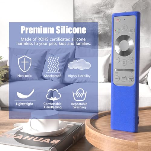 BE Beautiful Earth 2 Pack Silicone Remote Cover for Samsung Smart TV Remote 2019–2026, Non-Glow Protective Case for Solar Cell Remote BN59-01357 BN59-01385 BN59-01265A, Anti-Slip (Ocean Blue & Black) - Image 4