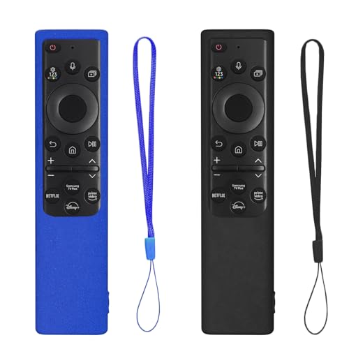 BE Beautiful Earth 2 Pack Silicone Remote Cover for Samsung Smart TV Remote 2019–2026, Non-Glow Protective Case for Solar Cell Remote BN59-01357 BN59-01385 BN59-01265A, Anti-Slip (Ocean Blue & Black) - Image 1