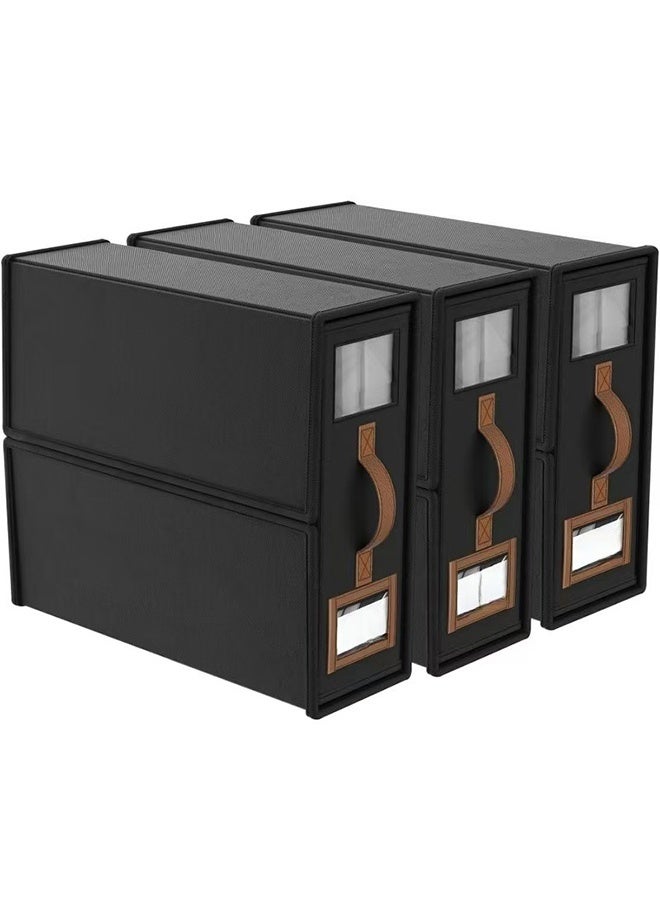 4 قطعة قابلة للطي ورقة السرير مجموعة المنظم والتخزين، الكتان نسيج خزانة المنظم والنافذة، قابلة للطي مربع تخزين ملابس السرير ورقة السرير والوسادة مكعب المنظم - الأسود (38 سم × 32 سم × 11.5 سم) - Image 1