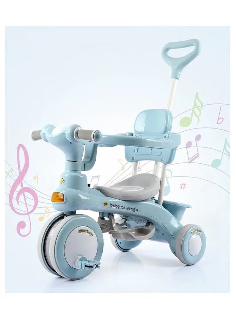 Children Bike, Kids Tricycle with Guardrail, Toddler 3 Wheel Stroller for Boys and Girls Ages 1-6 Years Blue - Image 1