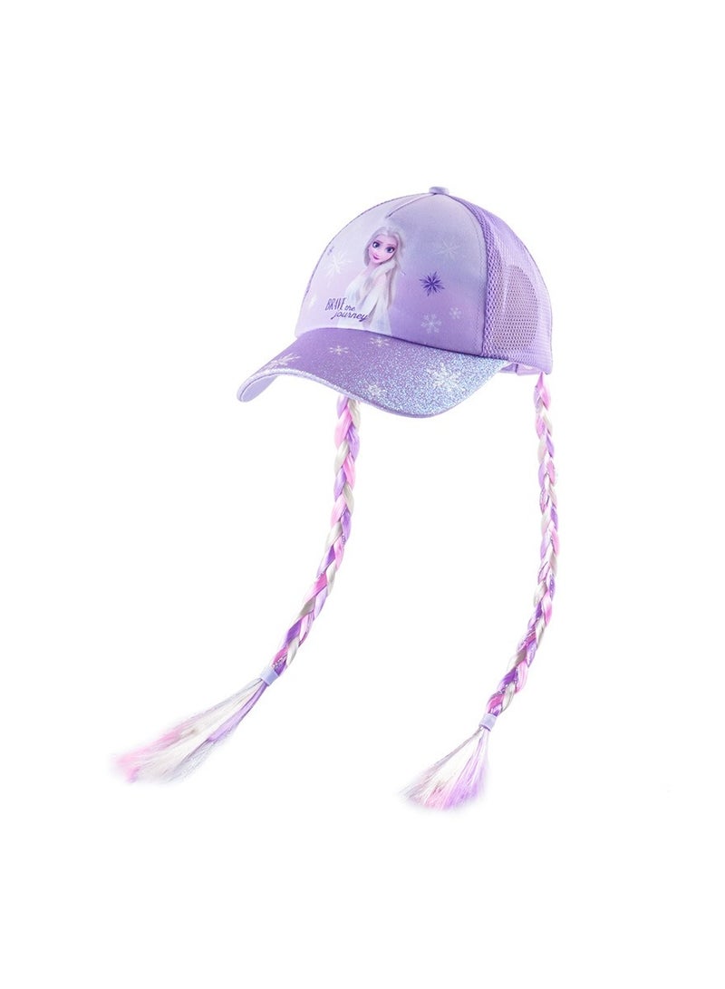 KUYING Ice and Snow Adventure Children's Baseball Hat Girl's Duck Tongue Hat Summer Thin Mesh Sunshade and Sunscreen Braid 