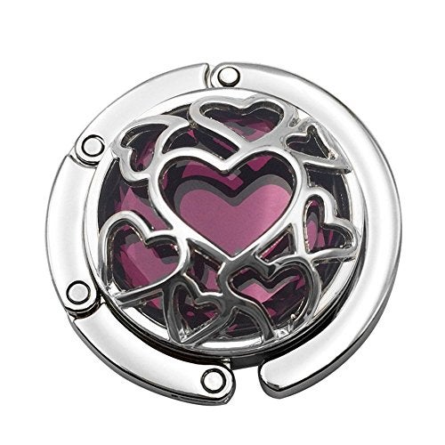 Grtdrm Multiple Hearts Style Premium Foldable Handbag Bag Purse Hanger Table Hook Holder Purple