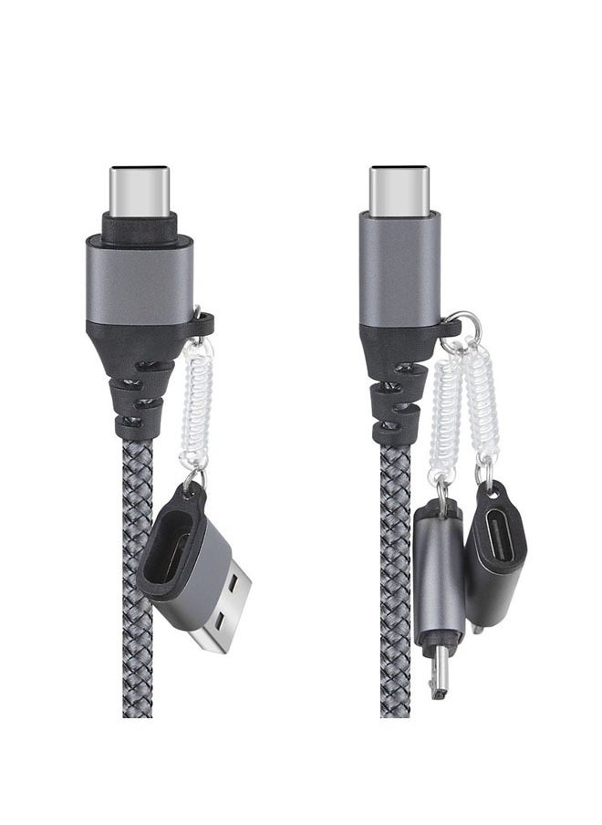 ماركة غير محددة - كابل بيانات خط الطاقة 3 في 2 من النوع C، موصل USB ميكرو، كابل شحن سريع لنقل البيانات بطول 1.5 متر - Image 1