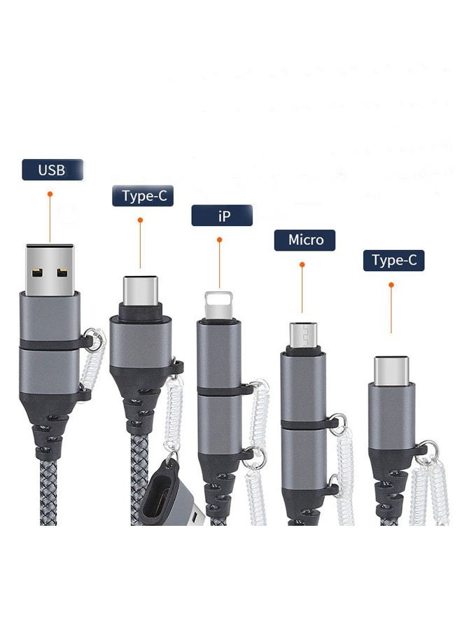 ماركة غير محددة - كابل بيانات خط الطاقة 3 في 2 من النوع C، موصل USB ميكرو، كابل شحن سريع لنقل البيانات بطول 1.5 متر - Image 1