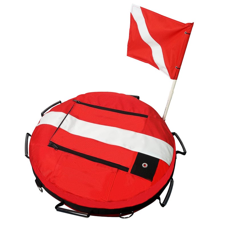Luwint Inflatable Dive Float Buoy Round Diving Safety Surface Marker Buoy Training Signal Board for Scuba Diving Freediving Diver Snorkeling Spearfishing Includes Flag