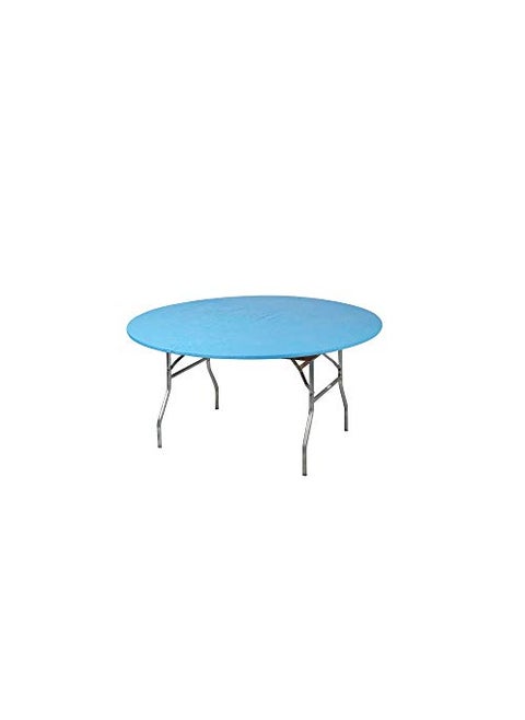 KwikCovers 60 Round Fitted Plastic Table Covers Bundle of 5 Light Blue