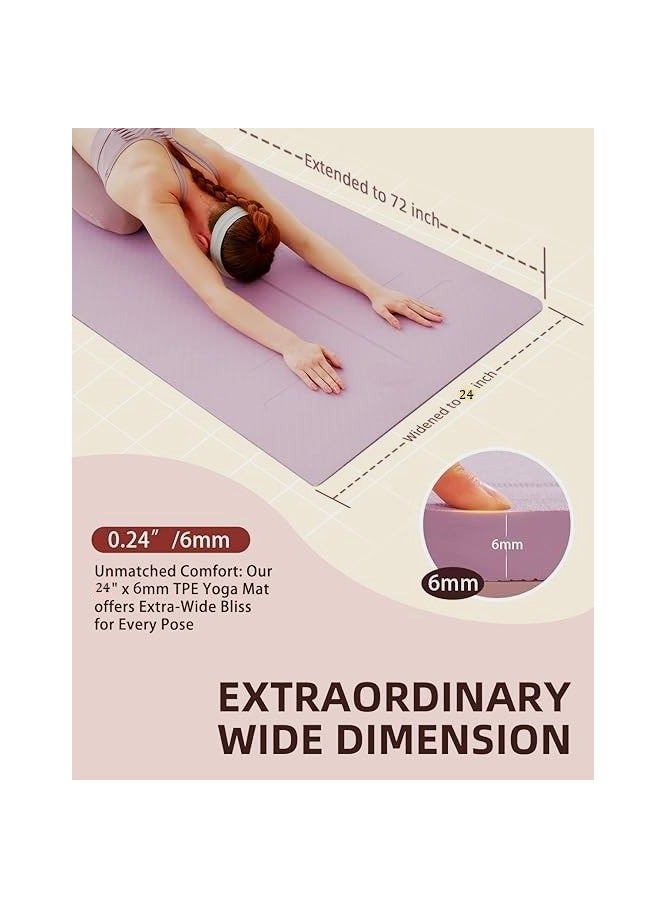 فيبارتي سجادة يوجا سميكة للتمرين المنزلي، 183 × 61 × 0.6 سم، سجادات يوجا للياقة البدنية مضادة للانزلاق، سجادات تمارين TPE صديقة للبيئة للتمرين المنزلي مع حزام وحقيبة حمل - Image 2