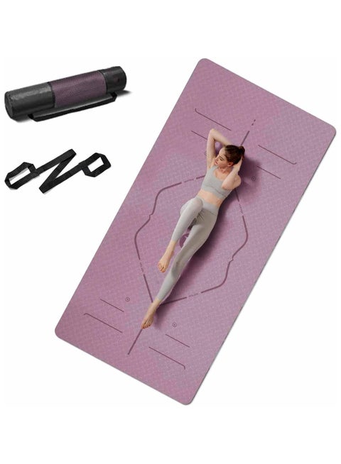 Thick Yoga Mat for Home Workout,183x61x0.6cm Non-Slip Exercise Fitness Yoga Mats,Eco-Friendly TPE Exercise Mats for Home Workout with strap & Carrying Bag