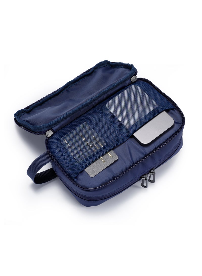 porodo Ultralite Organizer Pouch with Dual Compartment and Water-Repellent Fabric / Portable Hand Bag / Travel Pouch / Internal Mesh Pockets - Navy Blue  - Image 5