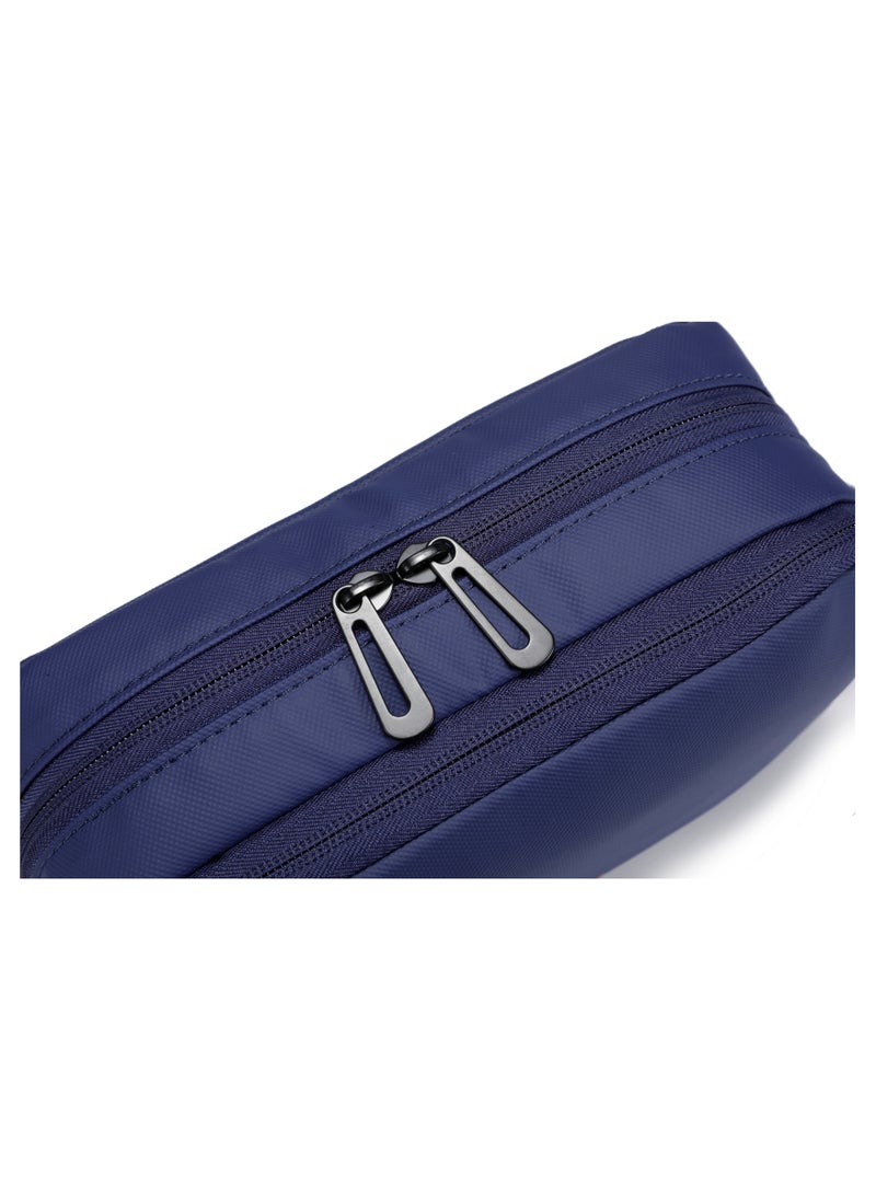 porodo Ultralite Organizer Pouch with Dual Compartment and Water-Repellent Fabric / Portable Hand Bag / Travel Pouch / Internal Mesh Pockets - Navy Blue  - Image 4