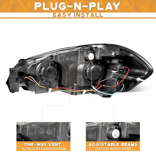 WEELMOTO Headlights for 06-13 Chevy Impala, for 14-16 Chevy Impala Limited,for 06-07 Chevy Monte Carlo,Chrome Housing Amber Reflector Driver & Passenger Side - Image 4