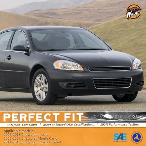 WEELMOTO Headlights for 06-13 Chevy Impala, for 14-16 Chevy Impala Limited,for 06-07 Chevy Monte Carlo,Chrome Housing Amber Reflector Driver & Passenger Side - Image 2