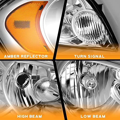 WEELMOTO Headlights for 06-13 Chevy Impala, for 14-16 Chevy Impala Limited,for 06-07 Chevy Monte Carlo,Chrome Housing Amber Reflector Driver & Passenger Side - Image 3