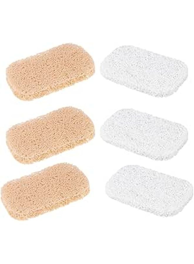 6Pcs Non Slip PVC Soap Saver Dish Set White Beige for Bathroom Kitchen - Image 1