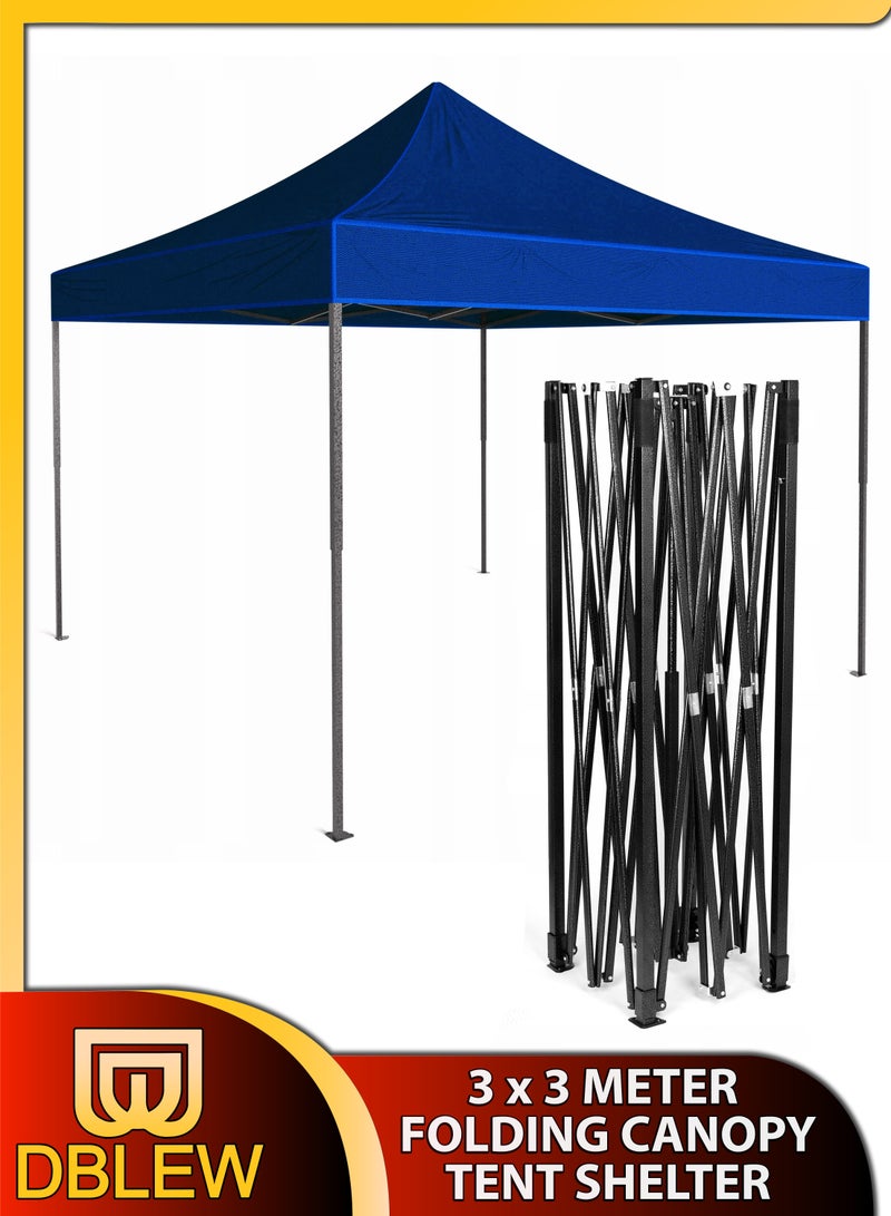 DBLEW 3x3 Meter Steel Frame Ground Tent for Outdoor Events Parties Markets Exhibitions Beach Picnics Camping Catering Advertising Gardens Pavilion Gazebo Stand Waterproof UV Protected Canopy Shelter Shade - Image 1