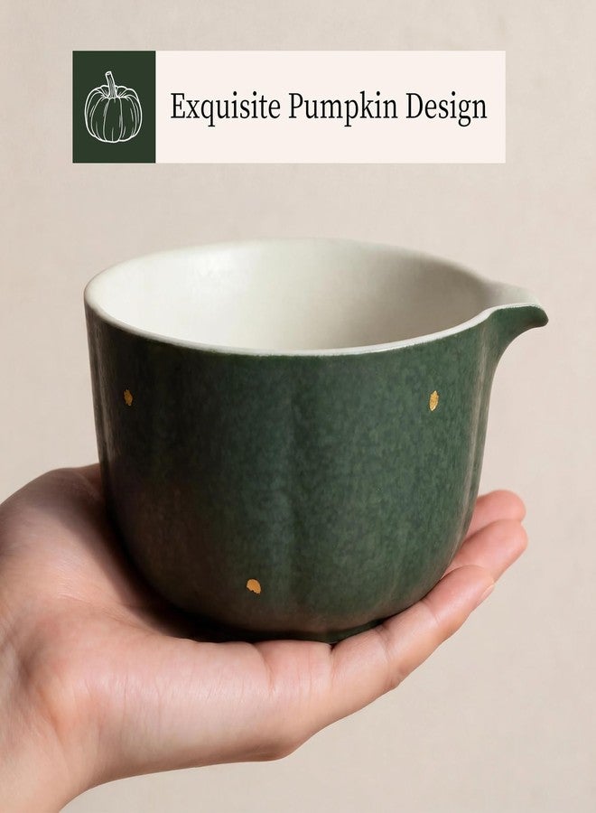 KOIMYSA Matcha Whisk Set with Ceramic Bowl Whisk and Holder Sifter Scoop,Matcha Set for Women Men,5 PCS Matcha Bowl Set Gifts for Tea Lovers,Pumpkin Green - Image 3