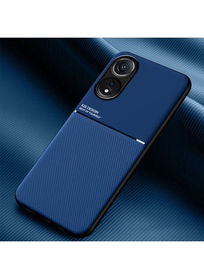 HuHa Case Cover For OPPO A78 4G Classic Tilt Strip Grain Magnetic Shockproof PC + TPU Phone Case Blue 