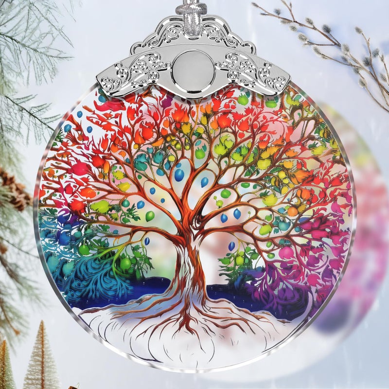 Jocidea Christmas Ornament - Stained Glass Tree of Life Ornament - Christmas Home Decor - Christmas Tree Ornament - Holiday Ornament - Holiday Present Ideas - Gift Exchange - Image 1