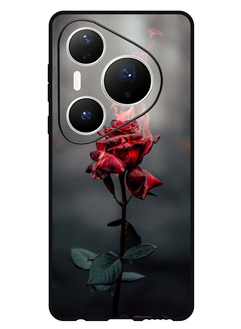 Theodor Case Compatible with Huawei Pura 80 Pro 6.8 Inch Protection Shockproof Bumper Cover Burning Red Rose - Image 1