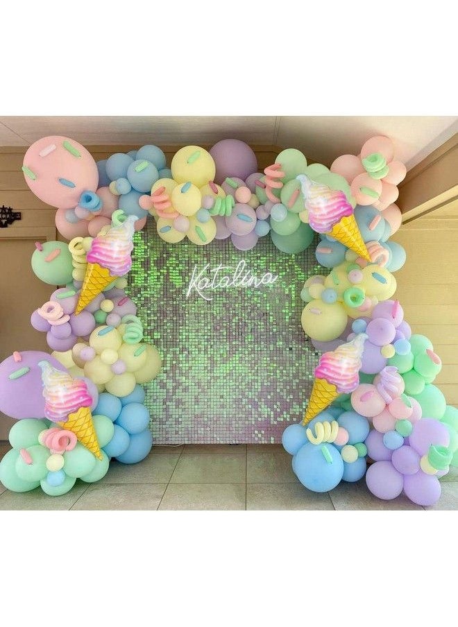 Generic - Pastel Balloons Garland Arch Kit 143Pcs Macaron Rainbow Balloons Birthday Party Background Decoration Girl Baby Shower Donuts Ice Cream Party Supplies Pink Blue Green Balloons - Image 1