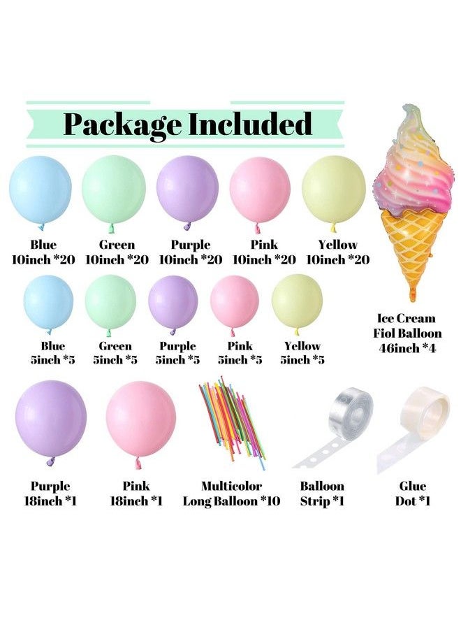Generic - Pastel Balloons Garland Arch Kit 143Pcs Macaron Rainbow Balloons Birthday Party Background Decoration Girl Baby Shower Donuts Ice Cream Party Supplies Pink Blue Green Balloons - Image 1