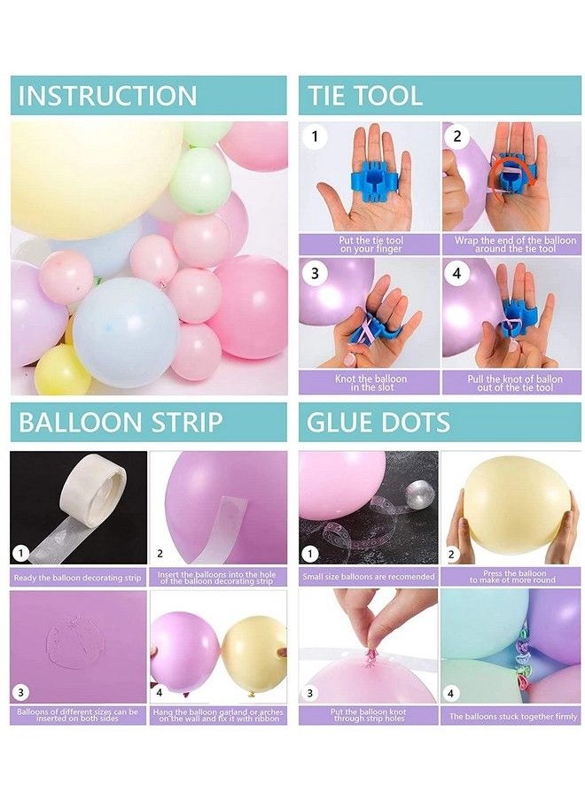 Generic - Pastel Balloons Garland Arch Kit 143Pcs Macaron Rainbow Balloons Birthday Party Background Decoration Girl Baby Shower Donuts Ice Cream Party Supplies Pink Blue Green Balloons - Image 1