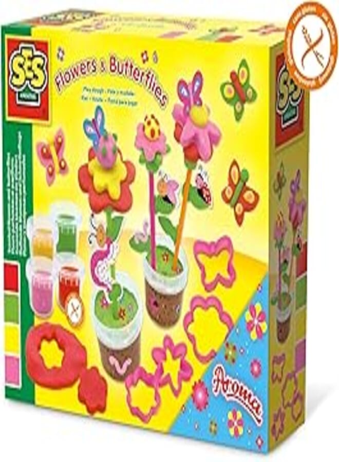 SES Creative 00433 Dough-Scented Flowers and Butterflies, Diverse Colours