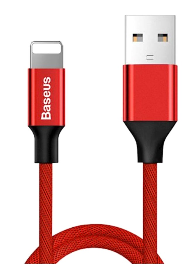 كابل شحن يفين مضفر من النايلون من USB إلى Lightning للشحن السريع عالي الكثافة متوافق مع هواتف آيفون 13 و12 و11 برو ماكس وميني وXS وX و8 و7 و6 و5 وSE وأجهزة آي باد (بطول 1.2 متر) أحمر