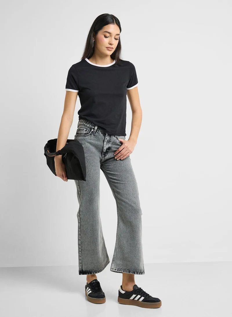 Ginger Grey Straight Fit Acid Wash Jeans for Women | Best Price UAE