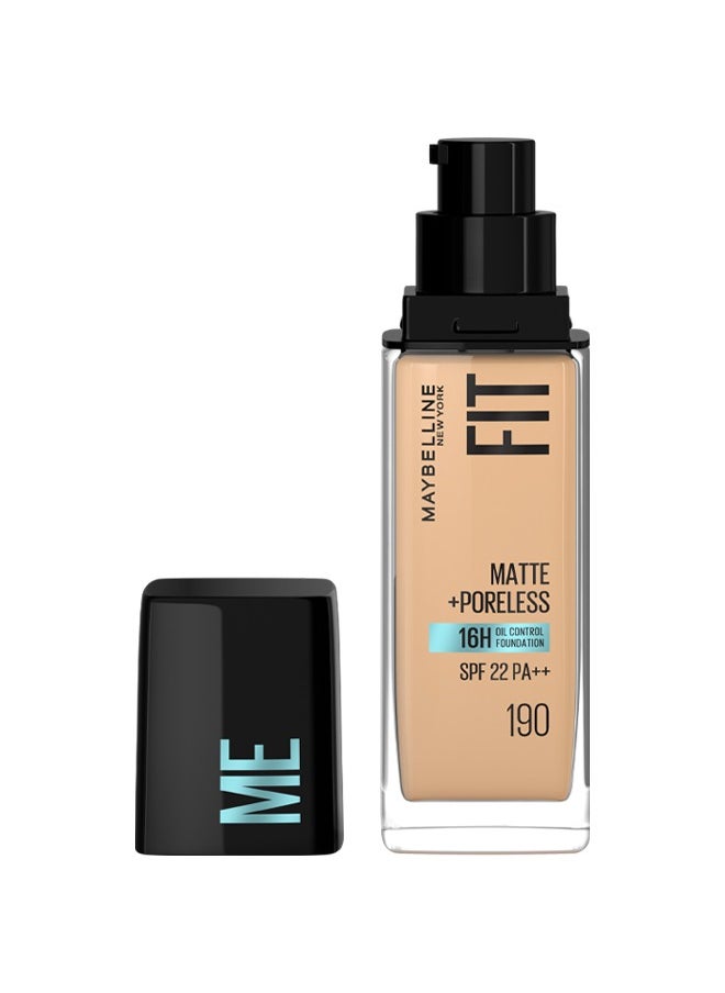 MAYBELLINE NEW YORK Fit Me Matte & Poreless Foundation 16H Oil Control with SPF 22 - 190  - Image 3