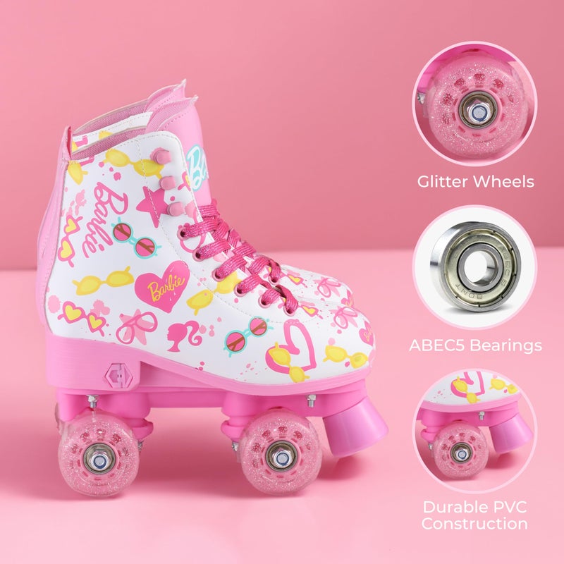 VOYAGER Barbie Roller Skates for Girls - Adjustable Sizes 12-2, Glitter Wheels, ABEC 5 Bearings - Durable PVC Material, Foam Shoe Lining - Perfect for Active Fun and Adventures - Image 2