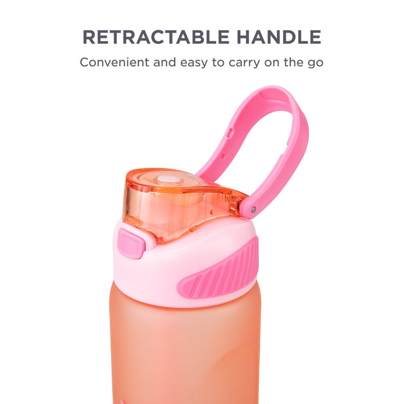 HYDROBREW Sip Switch Tritan Water Bottle 1000ml Leakproof, BPA Free, Straw & Spout Lid- Rose Silk - Image 4