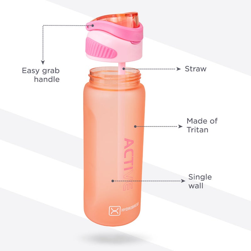 HYDROBREW Sip Switch Tritan Water Bottle 1000ml Leakproof, BPA Free, Straw & Spout Lid- Rose Silk - Image 5