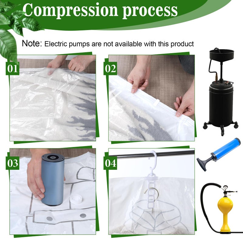 Exclaith 6 Pack Hanging Vacuum Storage Bag, 43.3 x 27.6 inch Hanging Vacuum Sealer Storage Space Saver Bags, Reusable Space Saver Bags, for Suits, Dress, Jackets, Clear - Image 4