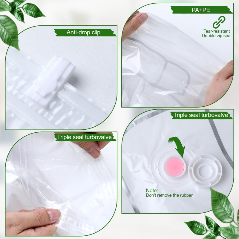 Exclaith 6 Pack Hanging Vacuum Storage Bag, 43.3 x 27.6 inch Hanging Vacuum Sealer Storage Space Saver Bags, Reusable Space Saver Bags, for Suits, Dress, Jackets, Clear - Image 3