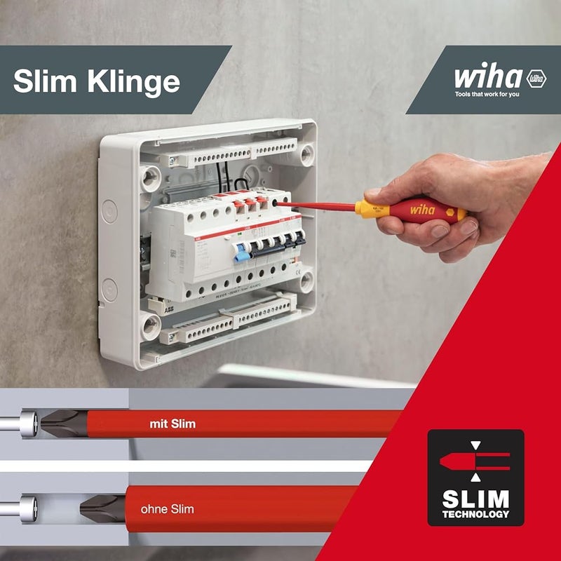 ويها مجموعة أدوات البراغي wiha 3201K12 SlimFix، 12 قطعة، لون أحمر وأصفر - Image 2