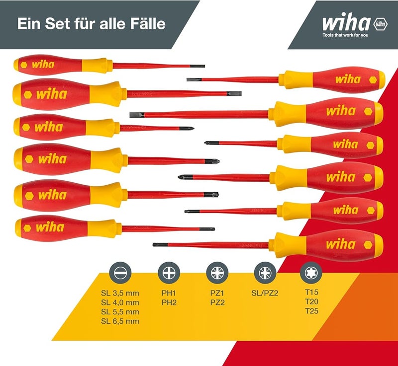 ويها مجموعة أدوات البراغي wiha 3201K12 SlimFix، 12 قطعة، لون أحمر وأصفر - Image 3