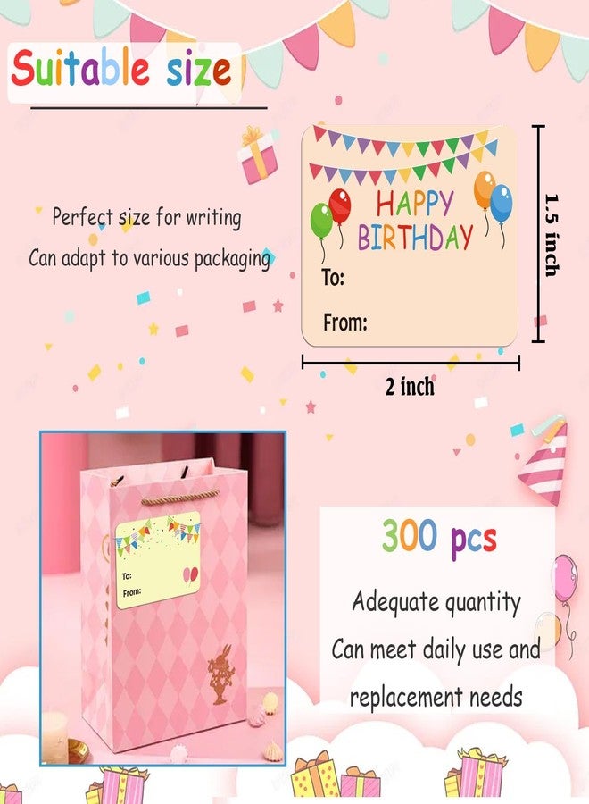 Well Tile 300 Pcs Happy Birthday Gift Tags Name Tags Stickers 1.5 x 2 Inch - Rectangle Happy Birthday to from Gift Labels for Birthdays Party Favors,Shower,Christmas Festival Holiday Presents 6 Designs - Image 5