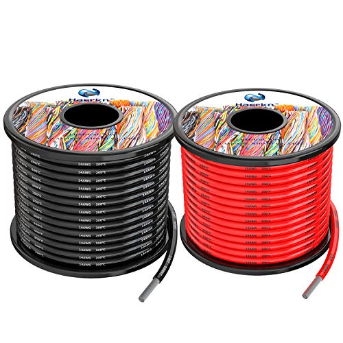 Haerkn 14 awg Silicone Electrical Wire Cable 66ft [Black 33ft Red 33ft] 14 Gauge Separete Wire Hook Up Oxygen Free Stranded Tinned Copper Wire High Temperature Resistance Spool - Image 1