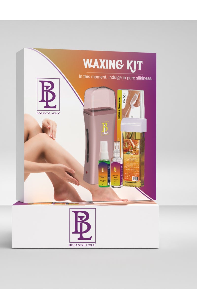 BOLAND LAURA Hair removal kit consisting of 100g honey wax, a heating device, 100 hair removal paper towels, and a spray to use before and after hair removal. - Image 2
