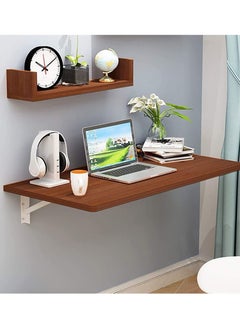 Folding Wall Desk Wall Mounted Desk Floating Desk Table Computer Laptop Study Desk for Home Office Small Spaces Brown 30*60 cm