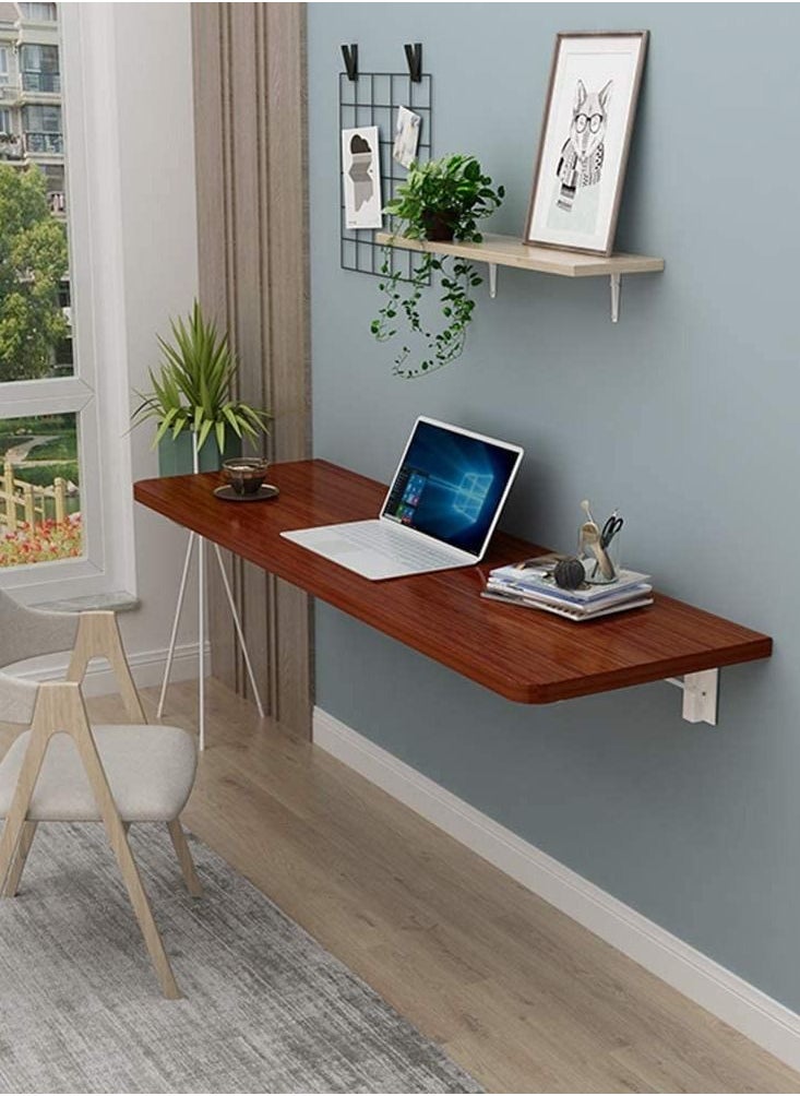 MARGOUN - Folding Wall Desk Wall Mounted Desk Floating Desk Table Computer Laptop Study Desk for Home Office Small Spaces Brown 30*60 cm - Image 1